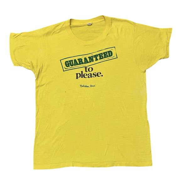 Vintage Holiday Inn Guaranteed To Please T-Shirt Size Large L 80s *small stains*